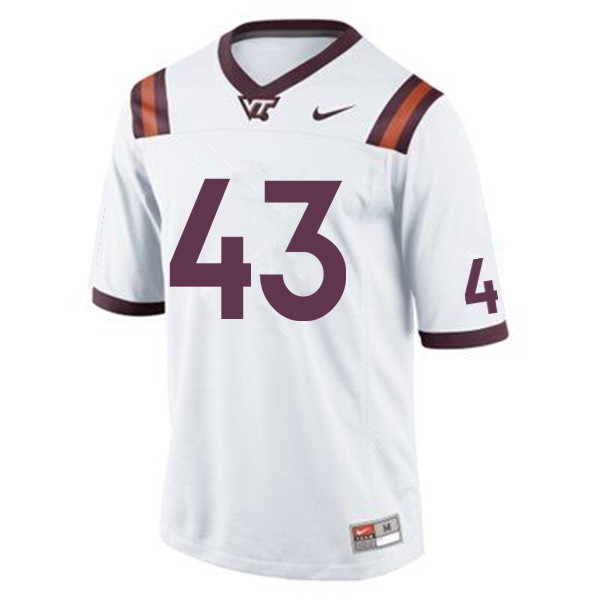 Men #43 Michael Peterson Virginia Tech Hokies College Football Jerseys Sale-White - Click Image to Close